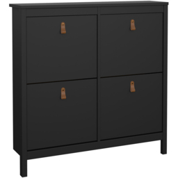 Florence Barcelona 4 Flip Down Doors Matt Black Shoe Cabinet - Size: 24 x 102 x 102cm - Wilko - thumbnail 3