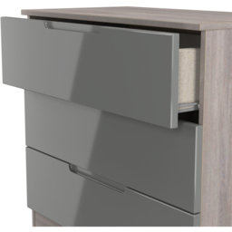 Crowndale Milan 3 Drawer Grey Gloss and Grey Oak Chest of Drawers Ready Assembled - Grey Gloss & Grey Oak - Wilko - thumbnail 7
