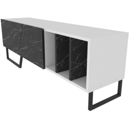 Decorotika Linossa 3 Shelf White and Black Marble TV Unit - Size: 50.5 x 150 x 35cm - Multi - Wilko - thumbnail 7
