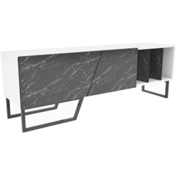 Decorotika Linossa 3 Shelf White and Black Marble TV Unit - Size: 50.5 x 150 x 35cm - Multi - Wilko - thumbnail 6