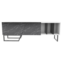 Decorotika Linossa 3 Shelf White and Black Marble TV Unit - Size: 50.5 x 150 x 35cm - Multi - Wilko - thumbnail 3