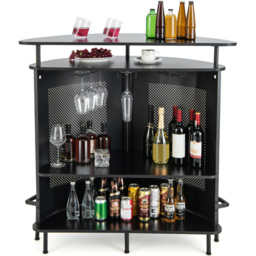 Costway 4 Shelf Black Bar Table - Size: 122 x 66 x 24cm - Wilko - thumbnail 4