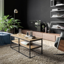 Decorotika Forteus Single Shelf White Marble Effect Oud Black Modern Coffee Table - Size: 47 x 110.4 x 52cm - Multi - Wilko - thumbnail 5