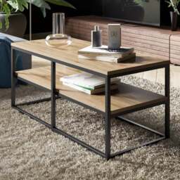 Decorotika Forteus Single Shelf White Marble Effect Oud Black Modern Coffee Table - Size: 47 x 110.4 x 52cm - Multi - Wilko