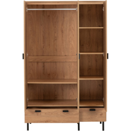 Seconique Leon 3 Door 2 Drawer Medium Oak Effect Wardrobe - Size: 3 Door, 2 Drawer - Brown - Wilko - thumbnail 5