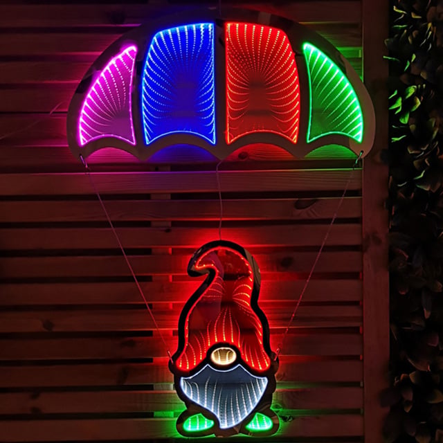 Samuel Alexander LED Infinity Hanging Parachute Gonk Christmas Decoration 85cm - Size: 85 x 64 x 2cm - Multi - Wilko - image 1