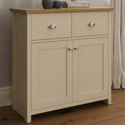 GFW Lancaster 2 Door 2 Drawer Cream Compact Sideboard - Size: 35 x 79 x 81cm - Wilko - thumbnail 1