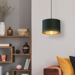 Lighting Collection Green Gold Inner Velvet Drum Shade 30cm - Size: 20 x 30 x 30cm - Wilko - thumbnail 3