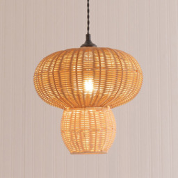 ValueLights Portobello Natural Rattan Ceiling Pendant Lamp Shade - Size: 29 x 30 x 30cm - Brown - Wilko - thumbnail 3