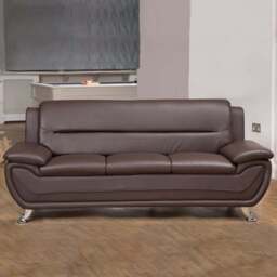 Dexter 3 Seater Brown Leather Sofa - Artemis Home - Wilko
