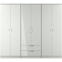 Crowndale Camden 6 Door 2 Drawer Grey Gloss and Dusk Grey Wardrobe Ready Assembled - Grey Gloss & Dusk Grey - Wilko - thumbnail 4