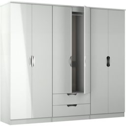 Crowndale Camden 6 Door 2 Drawer Grey Gloss and Dusk Grey Wardrobe Ready Assembled - Grey Gloss & Dusk Grey - Wilko - thumbnail 6