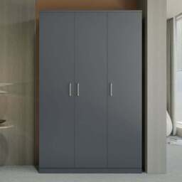 Seconique Dakota 3 Door Dark Grey Wardrobe - Size: 175 x 110 x 48cm - Wilko - thumbnail 1