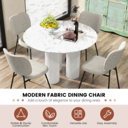 Costway Set of 2 Grey Linen Fabric Dining Chairs - Wilko - thumbnail 6