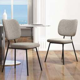 Costway Set of 2 Grey Linen Fabric Dining Chairs - Wilko - thumbnail 1