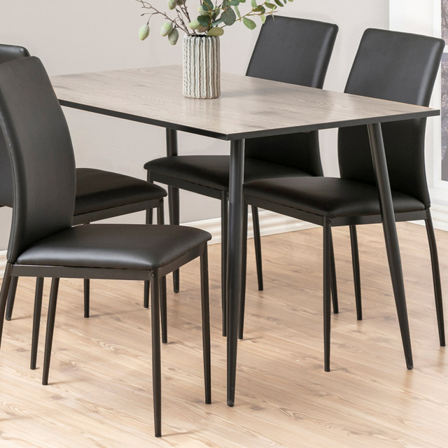Florence Wilma 4 Seater Dining Table White Oak and Black - Furniture To Go - Wilko - image 1
