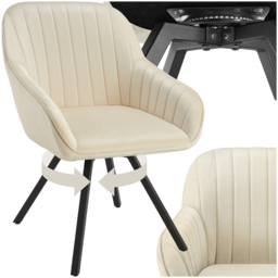 tectake Cream Velvet Fabric Armchair - Size: Single - Wilko - thumbnail 3