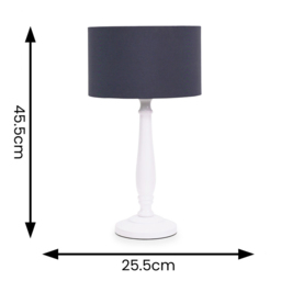 ValueLights Victoria Navy Blue Fabric Drum Shade White Wood Traditional LED Table Lamp - Size: 45.5 x 25.5 x 25.5cm - Wilko - thumbnail 6