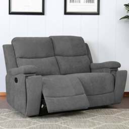 Ledbury 2 Seater Dark Grey Fabric Manual Recliner Sofa - Wilko