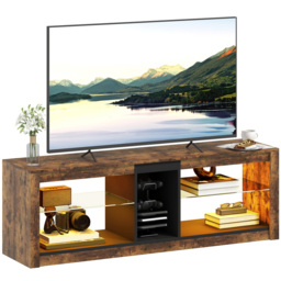 HOMCOM 4 Shelf Rustic Brown TV Stand with LED Lights - Size: 47 x 35 x 140cm - Wilko - thumbnail 3