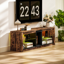 HOMCOM 4 Shelf Rustic Brown TV Stand with LED Lights - Size: 47 x 35 x 140cm - Wilko - thumbnail 7