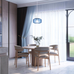 Happy Homewares Midnight Blue Ribbed Glass Flat Style Pendant Shade - Size: 13 x 20 x 20cm - Wilko - thumbnail 3