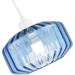 Happy Homewares Midnight Blue Ribbed Glass Flat Style Pendant Shade - Size: 13 x 20 x 20cm - Wilko - thumbnail 5