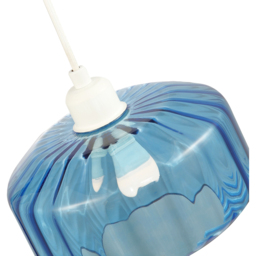 Happy Homewares Midnight Blue Ribbed Glass Flat Style Pendant Shade - Size: 13 x 20 x 20cm - Wilko - thumbnail 4