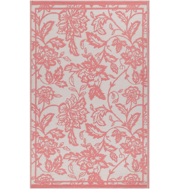 furn. Anemone Peach and Cream Woven Jacquard Outdoor Rug 120 x 180cm - Multi - Wilko - image 1