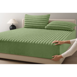 Velosso Single Olive Jumbo Cord Fitted Bed Sheet - Wilko - thumbnail 3