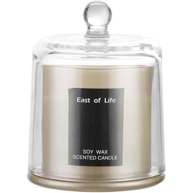 Living and Home Lychee and White Tea Soy Wax Scented Candle - Size: 12 x 9 x 9cm - Grey - Wilko - image 1