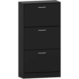 Vida Black 3-Drawer Shoe Cabinet Rack - Size: 24cm x 60 x 118cm - Wilko - thumbnail 3