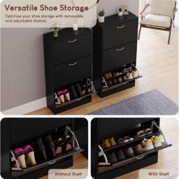 Vida Black 3-Drawer Shoe Cabinet Rack - Size: 24cm x 60 x 118cm - Wilko - thumbnail 7