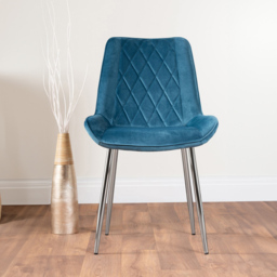 Furniturebox Arona Cesano Marble Effect 6 Seater Dining Set White Chrome and Blue - Wilko - thumbnail 4