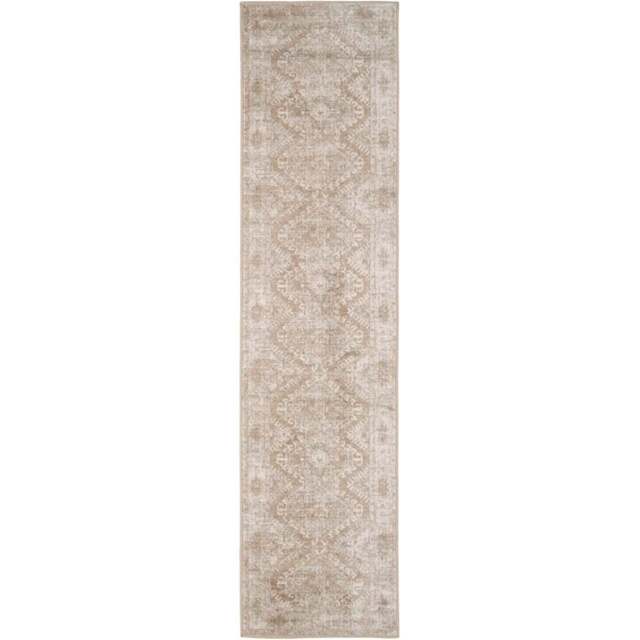 Kukoon Neutral and Beige Bordered Geometric Distressed Rug 240 x 60cm - n/a - Wilko - image 1