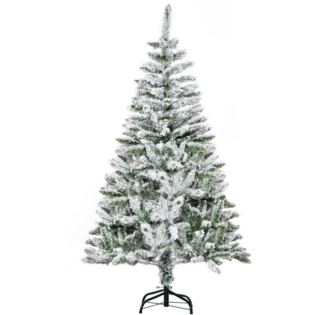 Everglow Green Snow Flocked Artificial Christmas Tree with Steel Base 5ft - Wilko - image 1