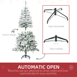 Everglow Green Snow Flocked Artificial Christmas Tree with Steel Base 5ft - Wilko - thumbnail 7