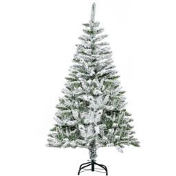 Everglow Green Snow Flocked Artificial Christmas Tree with Steel Base 5ft - Wilko - thumbnail 1