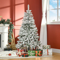 Everglow Green Snow Flocked Artificial Christmas Tree with Steel Base 5ft - Wilko - thumbnail 3