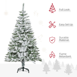 Everglow Green Snow Flocked Artificial Christmas Tree with Steel Base 5ft - Wilko - thumbnail 5