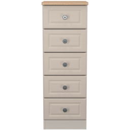 Crowndale Norfolk 5 Drawer Kashmir Ash and Bardolino Oak Tall Bedside Cabinet Ready Assembled - Kashmir Ash & Bardolino Oak - Wilko - thumbnail 3