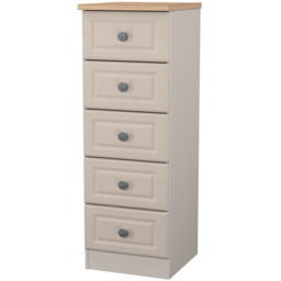 Crowndale Norfolk 5 Drawer Kashmir Ash and Bardolino Oak Tall Bedside Cabinet Ready Assembled - Kashmir Ash & Bardolino Oak - Wilko - thumbnail 4