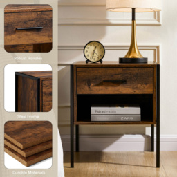 VIDA DESIGNS Brooklyn Single Drawer Dark Wood Bedside Table - Brown - Wilko - thumbnail 6