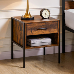 VIDA DESIGNS Brooklyn Single Drawer Dark Wood Bedside Table - Brown - Wilko - thumbnail 4