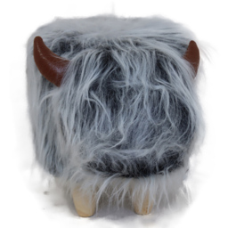 Gardeco Kaytie The Highland Cow Mottled Grey Synthetic Fur Footstool - Size: 36 x 61 x 32cm - Wilko - thumbnail 4
