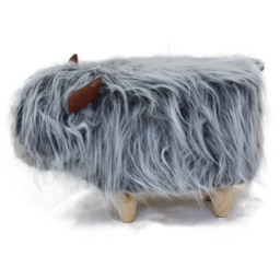 Gardeco Kaytie The Highland Cow Mottled Grey Synthetic Fur Footstool - Size: 36 x 61 x 32cm - Wilko - thumbnail 7