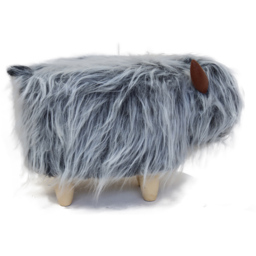 Gardeco Kaytie The Highland Cow Mottled Grey Synthetic Fur Footstool - Size: 36 x 61 x 32cm - Wilko - thumbnail 6