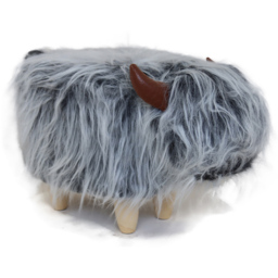 Gardeco Kaytie The Highland Cow Mottled Grey Synthetic Fur Footstool - Size: 36 x 61 x 32cm - Wilko - thumbnail 5
