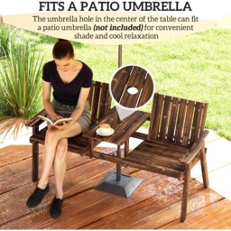 Outsunny 2 Seater Carbonised Wooden Garden Bench with Armrests - Size: 83 x 70 x 152cm - Brown - Wilko - thumbnail 7