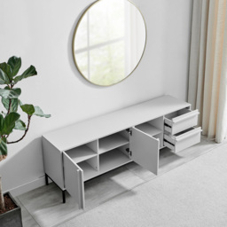 Furniturebox Sval 2 Door 2 Drawer 2 Shelf Off White Wooden TV Unit - Size: 40 x 180 x 40cm - Wilko - thumbnail 6